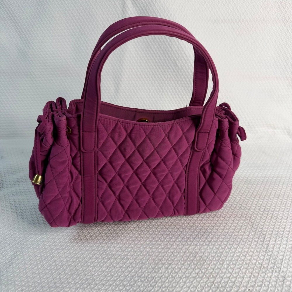 Vera Bradley Plum Purple Quilted Microfiber Handbag Satchel Tote Gold Hardware